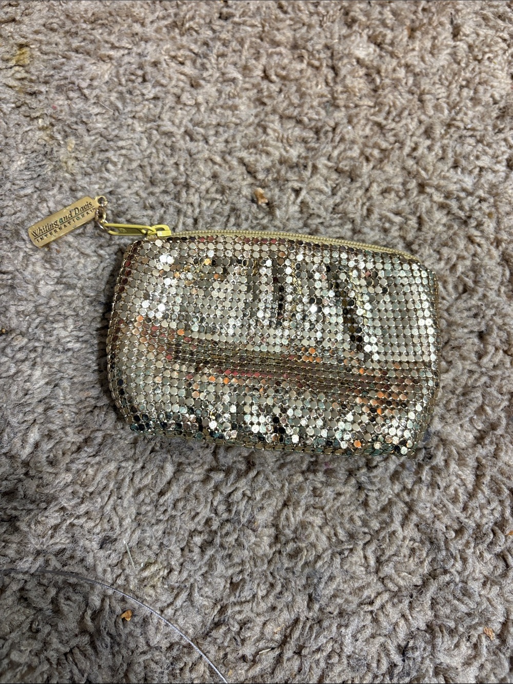 Whiting & Davis Gold Mesh Sequin Card & Key Pouch